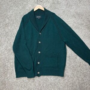 Bonobos Cardigan Sweater Mens XL Green Slim Fit Linen Shawl Collar Pockets EUC
